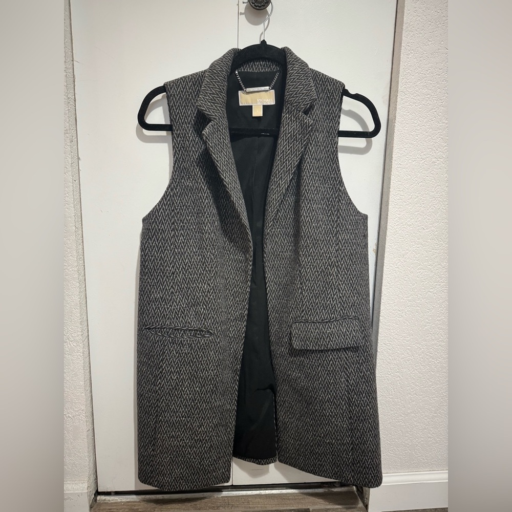 Michael Kors Charcoal Herringbone Vest